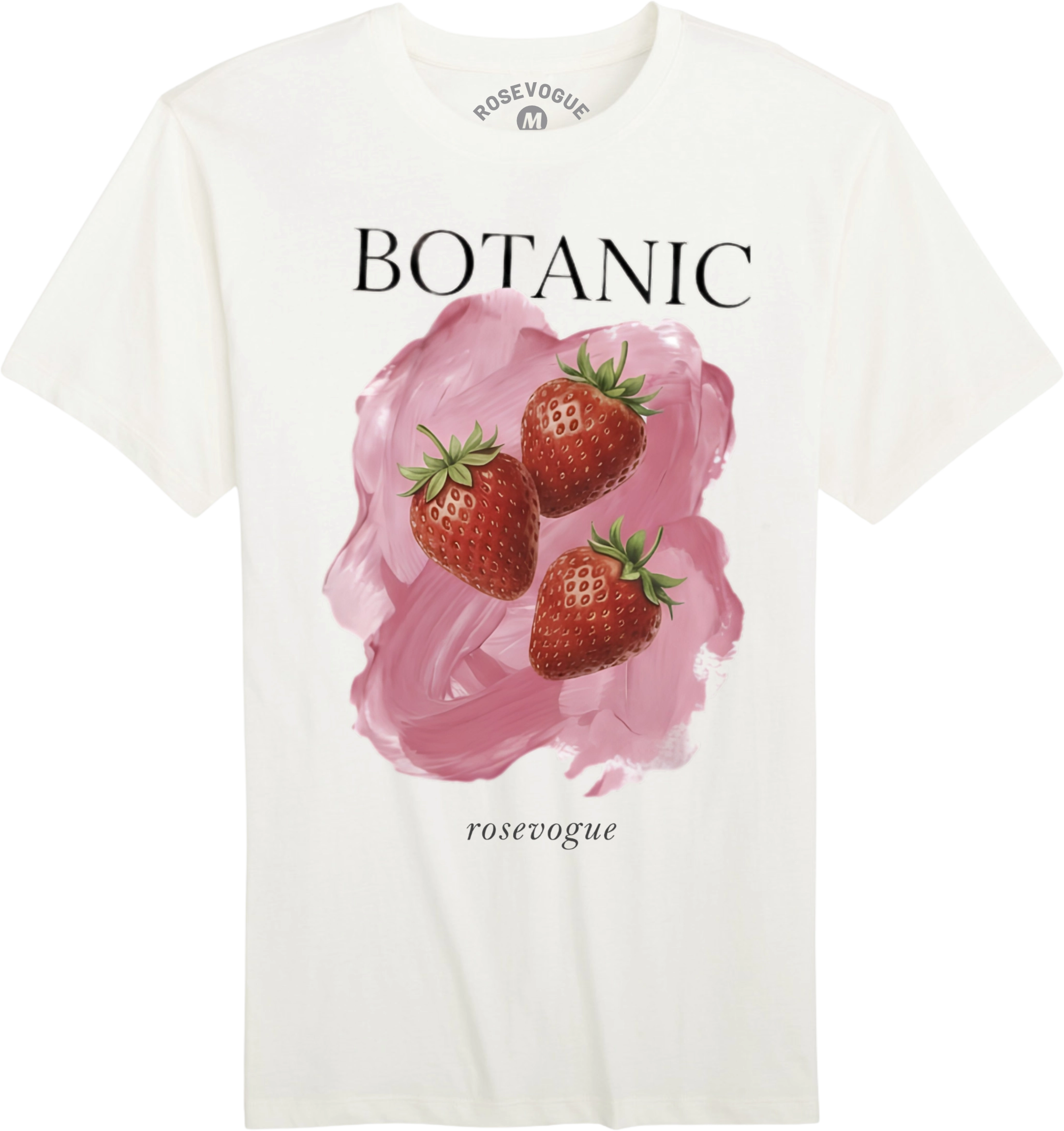 Botanical Strawberries on Ivory
